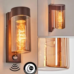 Encoberta Luminaire extérieur, Lampe murale d´extérieur Rouille, 1 lumière, Détecteur de mouvement