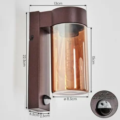Encoberta Luminaire extérieur, Lampe murale d´extérieur Rouille, 1 lumière, Détecteur de mouvement