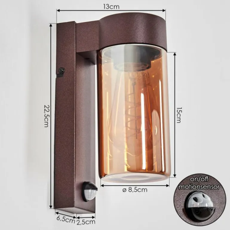 Encoberta Luminaire extérieur, Lampe murale d´extérieur Rouille, 1 lumière, Détecteur de mouvement
