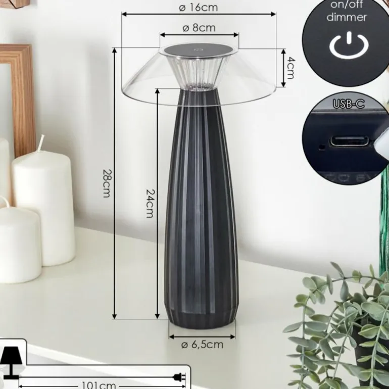 Eryla Lampe de bureau, Lampe à poser LED Noir, 1 lumière
