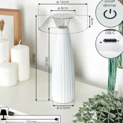 Eryla Lampe de bureau, Lampe à poser LED Blanc, 1 lumière