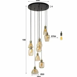 Escusa Suspension Anthracite, 9 lumières