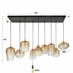 Escusa Suspension Anthracite, 9 lumières