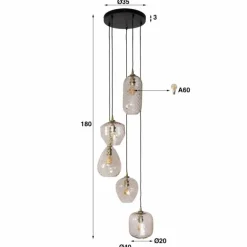 Escusa Suspension Anthracite, 5 lumières