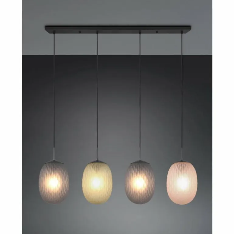Facette Suspension Luminaires Trio Noir, 4 lumières