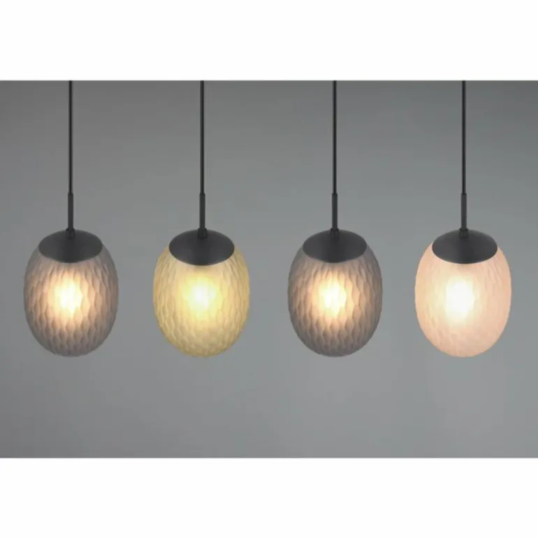 Facette Suspension Luminaires Trio Noir, 4 lumières