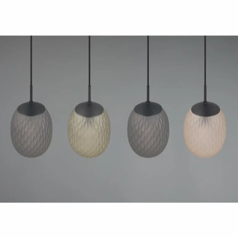 Facette Suspension Luminaires Trio Noir, 4 lumières
