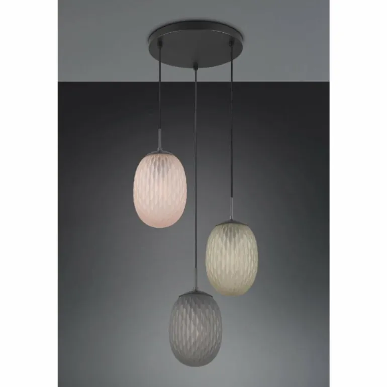 Facette Suspension Luminaires Trio Noir, 3 lumières