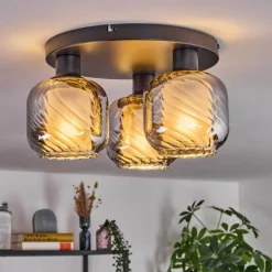 Fanhaes Plafonnier Chrome, Fumé, 3 lumières