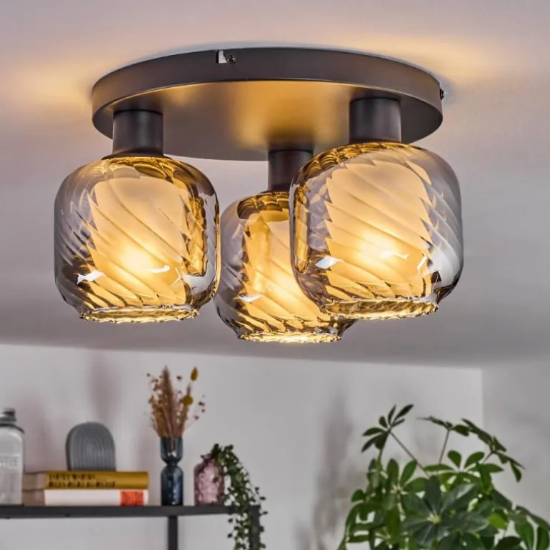 Fanhaes Plafonnier Chrome, Fumé, 3 lumières
