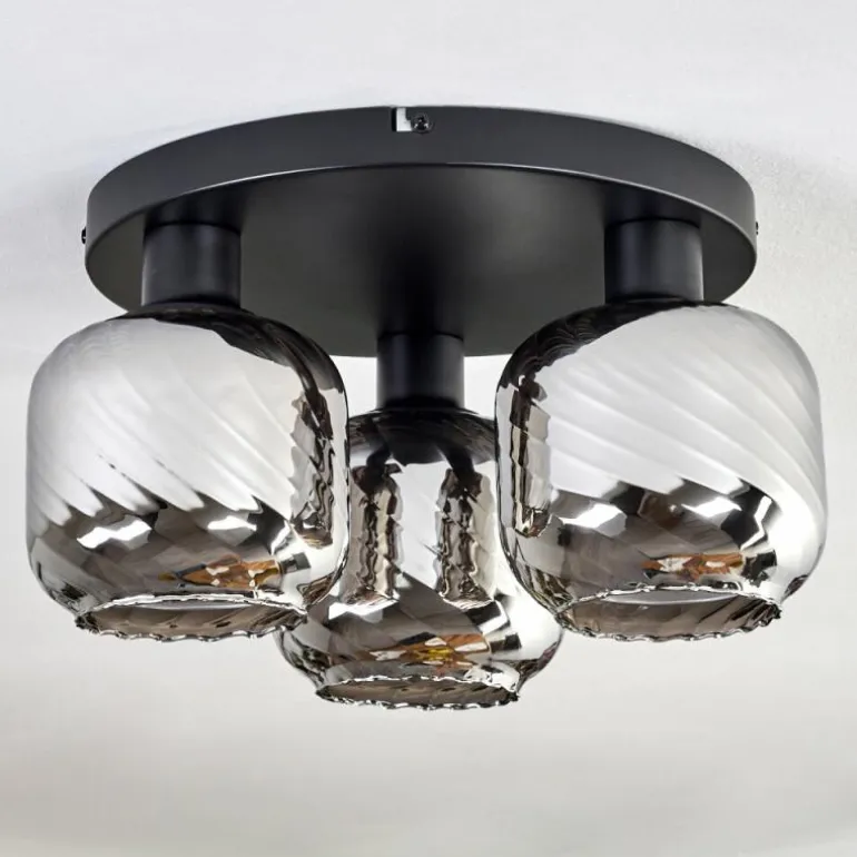 Fanhaes Plafonnier Chrome, Fumé, 3 lumières