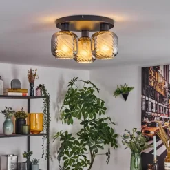 Fanhaes Plafonnier Chrome, Fumé, 3 lumières