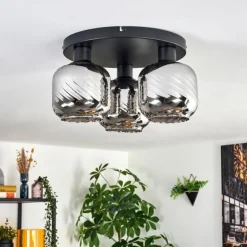 Fanhaes Plafonnier Chrome, Fumé, 3 lumières