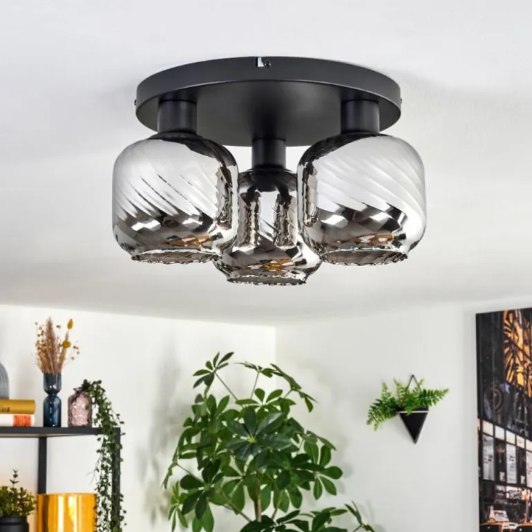 Fanhaes Plafonnier Chrome, Fumé, 3 lumières