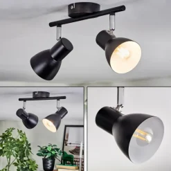 Farel Plafonnier, Spot de plafond Chrome, Noir, 2 lumières