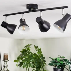 Farel Plafonnier, Spot de plafond Chrome, Noir, 4 lumières
