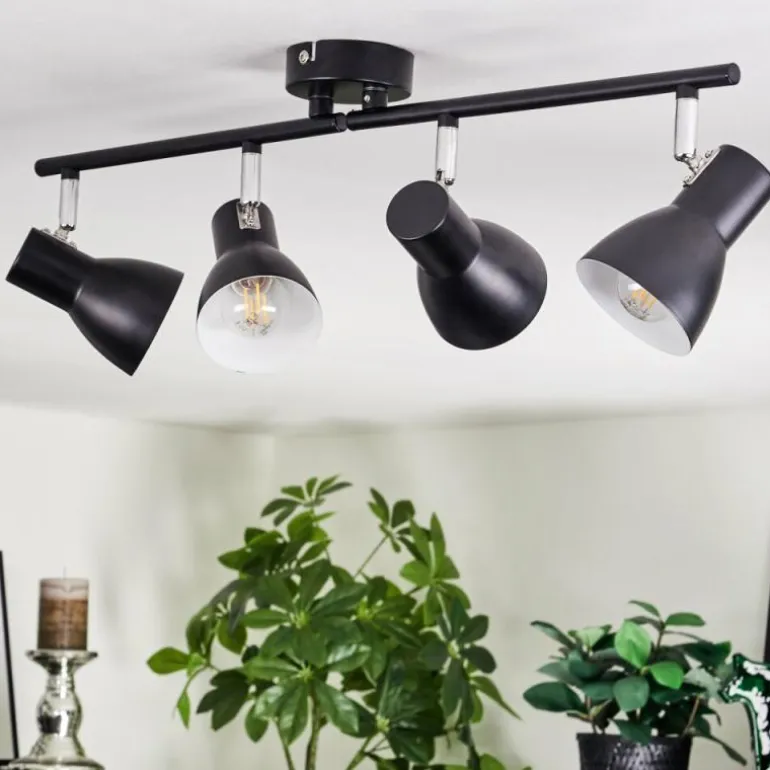 Farel Plafonnier, Spot de plafond Chrome, Noir, 4 lumières
