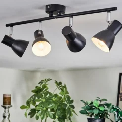 Farel Plafonnier, Spot de plafond Chrome, Noir, 4 lumières
