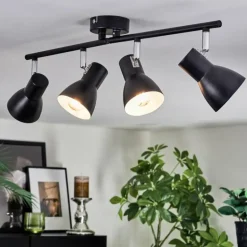 Farel Plafonnier, Spot de plafond Chrome, Noir, 4 lumières