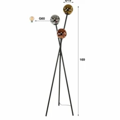 Fuensalida Lampadaire Anthracite, 3 lumières