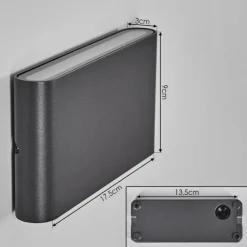 Gamas Lampe murale d´extérieur, Luminaire de salle de bain, Luminaire Up & Down, Applique murale Anthracite, 1 lumière
