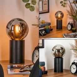 Gastor Boule lumineuse, Lampe de bureau, Lampe à poser Chrome, Fumé, 1 lumière