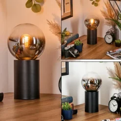 Gastor Boule lumineuse, Lampe de bureau, Lampe à poser Chrome, Clair, Fumé, 1 lumière