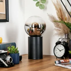 Gastor Boule lumineuse, Lampe de bureau, Lampe à poser Chrome, Clair, Fumé, 1 lumière