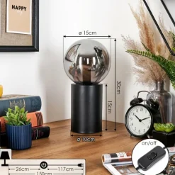 Gastor Boule lumineuse, Lampe de bureau, Lampe à poser Fumé, 1 lumière