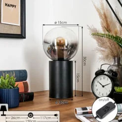 Gastor Boule lumineuse, Lampe de bureau, Lampe à poser Clair, Fumé, 1 lumière