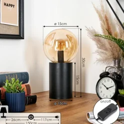 Gastor Boule lumineuse, Lampe de bureau, Lampe à poser Ambre, 1 lumière