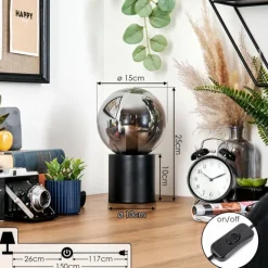 Gastor Boule lumineuse, Lampe de bureau, Lampe à poser Fumé, 1 lumière