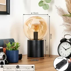 Gastor Boule lumineuse, Lampe de bureau, Lampe à poser Ambre, 1 lumière