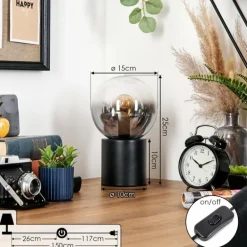 Gastor Boule lumineuse, Lampe de bureau, Lampe à poser Clair, Fumé, 1 lumière