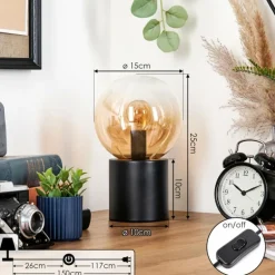 Gastor Boule lumineuse, Lampe de bureau, Lampe à poser Ambre, Clair, 1 lumière