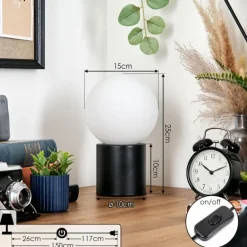Gastor Boule lumineuse, Lampe de bureau, Lampe à poser 15 cm Blanc, 1 lumière