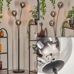 Gastor Boule lumineuse, Lampadaire Chrome, Fumé, 3 lumières