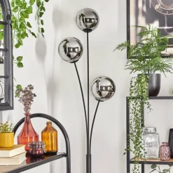 Gastor Boule lumineuse, Lampadaire Chrome, Fumé, 3 lumières