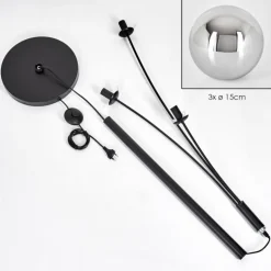 Gastor Boule lumineuse, Lampadaire Chrome, Fumé, 3 lumières