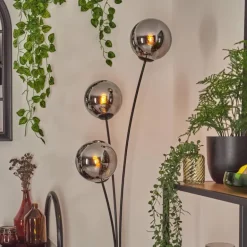 Gastor Boule lumineuse, Lampadaire Chrome, Fumé, 3 lumières