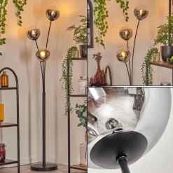 Gastor Boule lumineuse, Lampadaire Chrome, Clair, Fumé, 3 lumières