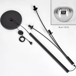 Gastor Boule lumineuse, Lampadaire Chrome, Clair, Fumé, 3 lumières
