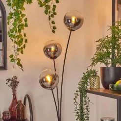 Gastor Boule lumineuse, Lampadaire Chrome, Clair, Fumé, 3 lumières