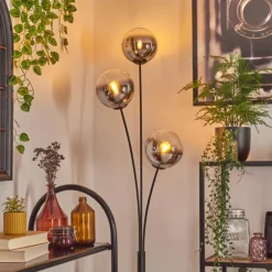 Gastor Boule lumineuse, Lampadaire Chrome, Clair, Fumé, 3 lumières