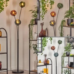 Gastor Boule lumineuse, Lampadaire Bleu, Vert, Cuivré, 3 lumières