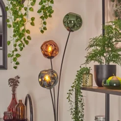 Gastor Boule lumineuse, Lampadaire Bleu, Vert, Cuivré, 3 lumières