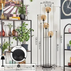 Gastor Lampadaire 30 cm Ambre, 4 lumières