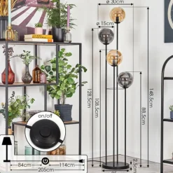 Gastor Lampadaire 30 cm Ambre, Fumé, 4 lumières
