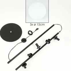 Gastor Lampadaire 33 cm Blanc, 5 lumières
