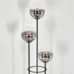 Gastor Lampadaire 30 cm Bois foncé, Noir, 3 lumières